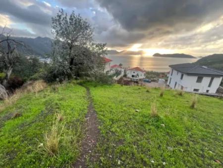 800M2 Grundstück Zum Verkauf Im Dorf Marmaris Söğüt Mit Meerblick 2 Villen Zoniert Oder Für Den Hotelbau Geeignet