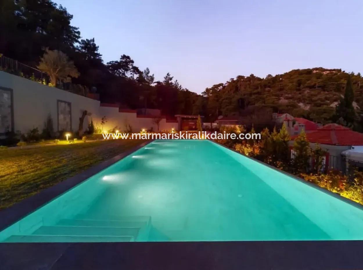 4 Rooms 1 Living Room Custom-Made Villa In 800M2 Plot With Swimming Pool With Magnificent Sea View In Marmaris Gökbel Area